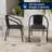 Boswell 23.5" Square Glass Metal Table with 2 Rattan Stack Chairs