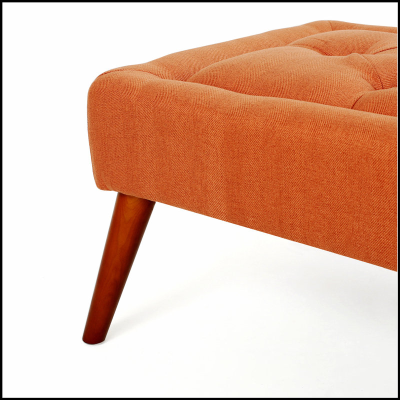Repose-pieds élégant de style Mid-Century avec coussins capitonnés, parfait pour les salons et les sièges supplémentaires.