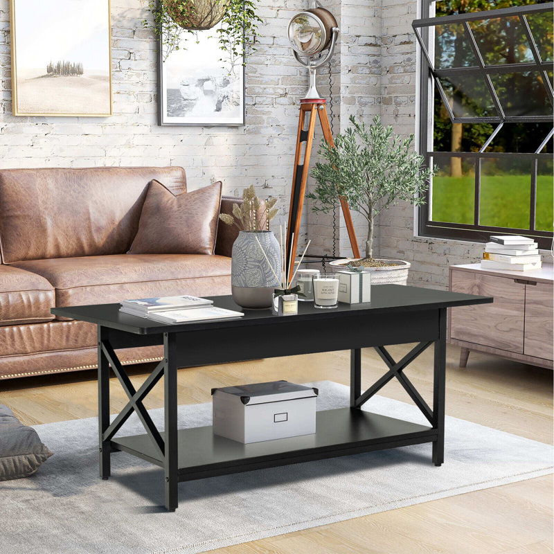 Table basse avec rangement en acier Poulson, Noir