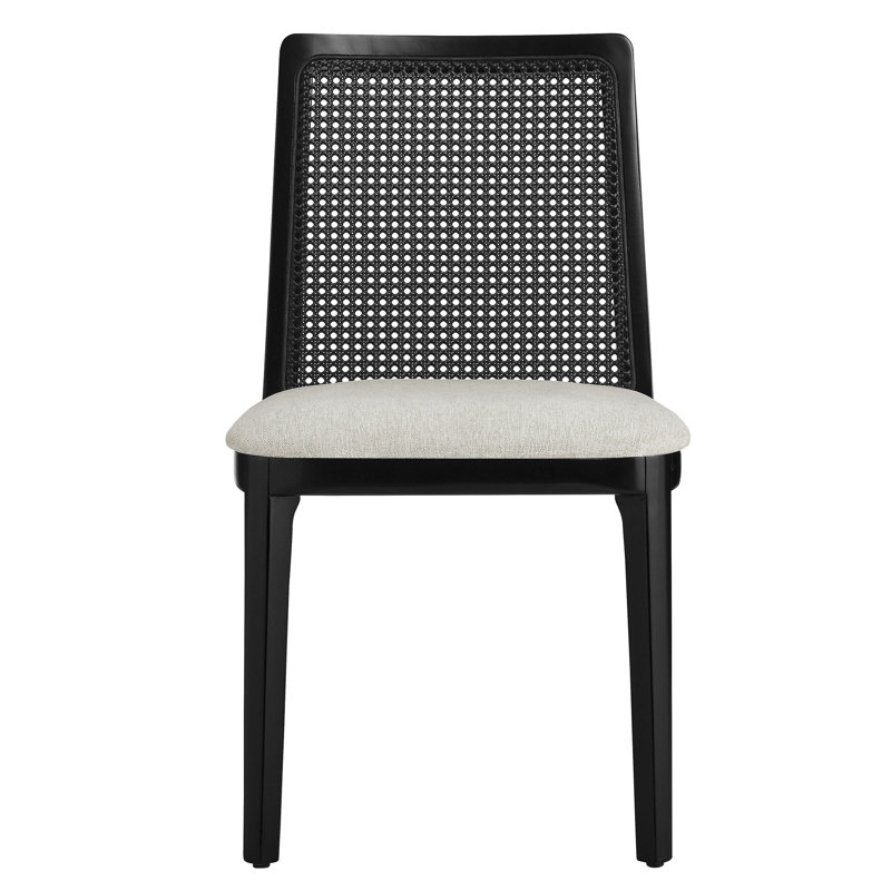 Monarch Wood And Rattan Dining Side Chair, White/Black