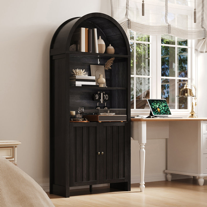 Bibliothèque de ferme avec plateau arqué et armoire de rangement