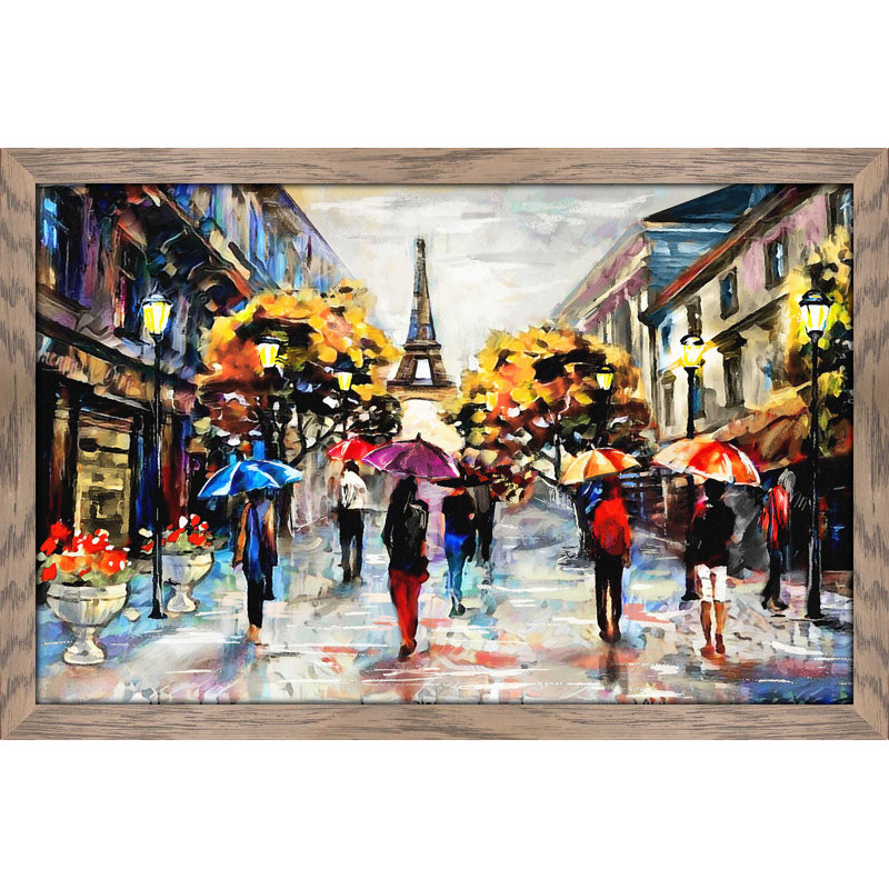 «Paris Streets», reproduction encadrée, H 21,5 po x l 27,5 po x P 0,75 po, Cadre taupe délavé