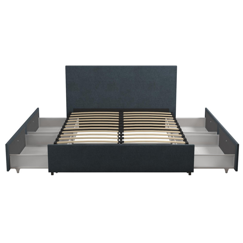 Upholstered Storage Bed, Kingsize (5'), Navy Blue