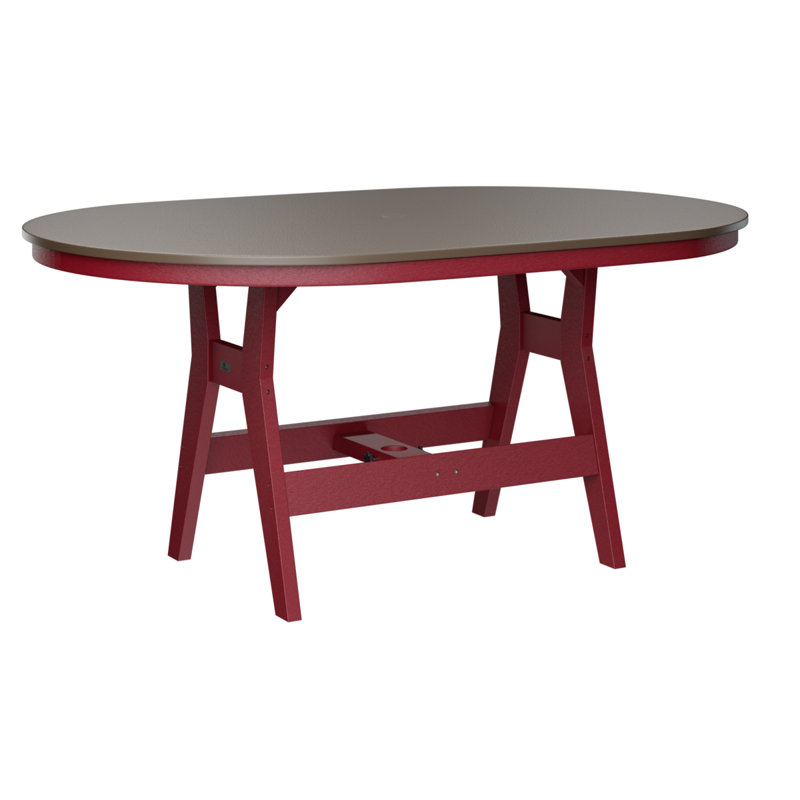 Table de bar berlinoise Berlin, Bronze martelé, H 38,87 po x l 64 po x P 44 po, Rouge écarlate
