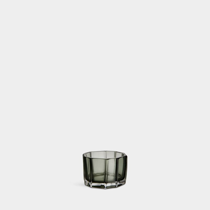 Reed Crystal Glass Tabletop Votive Holder, Moss Green, 1.8'' H X 2.6'' W X 2.6'' D