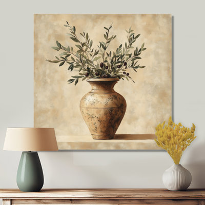 Antique Urn Wall Art, Olive Branch Canvas, Costantini