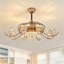 Ventilateur de plafond 42 "rétractable en cristal avec lumières, fandelier doré, télécommande, 6 vitesses, 3 températures de couleur