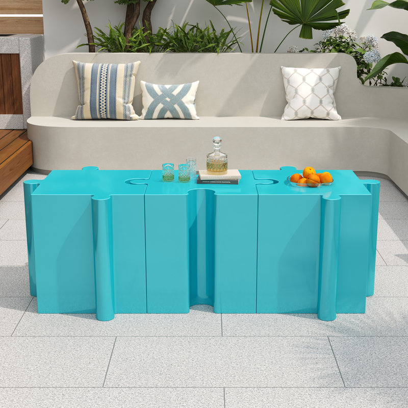 Table d'appoint modulaire Convex Edge MGO - Bleu clair, intérieur et extérieur, agencements personnalisés | Idée de cadeau