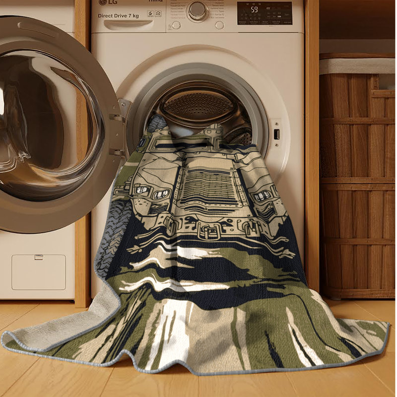 Tapis de transport brun lavable à la machine, Rond 5 pi