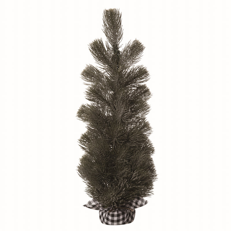 Arbre de Noël vert avec lumières et baies, H 30 po x l 14 po x P 14 po