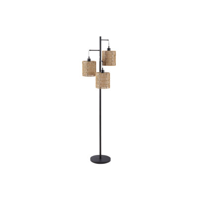 Lighting, 73"h, Floor Lamp, Natural Rope, Black Metal, Modern