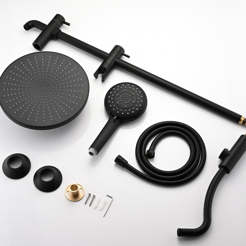 Spa mat noir à double pomme de douche - Système portatif à 5 réglages à fixation au mur réglable de 1,8 gal / min résistant à la corrosion et inverseur inclus
