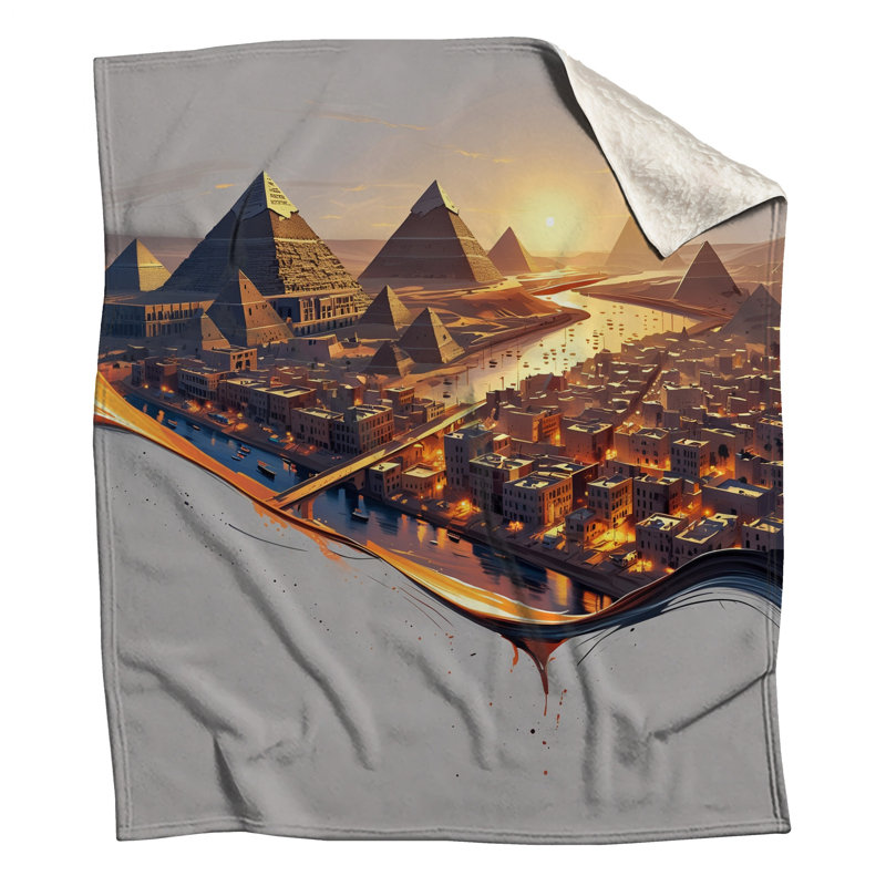 Pyramids At Sunset Blankets, 60in W x 80in H