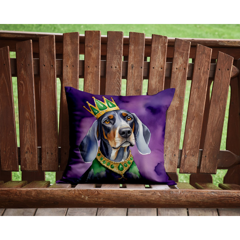 Coussin décoratif King of Mardi Gras English Springer Spaniel, Bluetick Coonhound, Carré 14 po