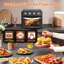 Four à friteuse Plum Chef Air 27,5 pte, four à convection de comptoir 6 en 1, friture, cuisson au four, gril, rôtie, chaud, déshydraté, commande à 4 boutons, 1 600 W, taille familiale pour une cuisson croustillante, noir