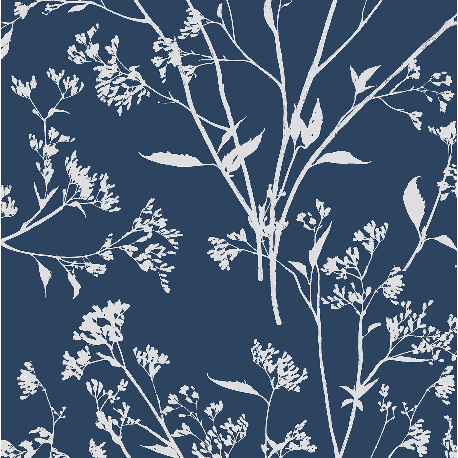 Stormi Modern Floral Wallpaper, Navy