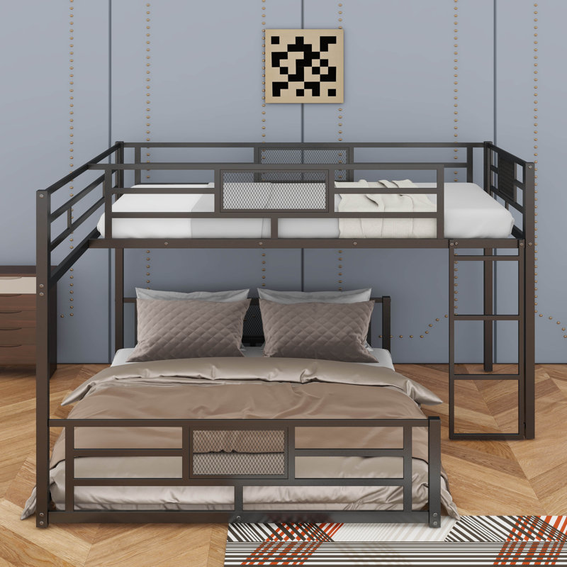 Lit superposé en L en forme de L, cadre de lit superposé en métal peu encombrant pour la chambre à coucher, aucun sommier requis