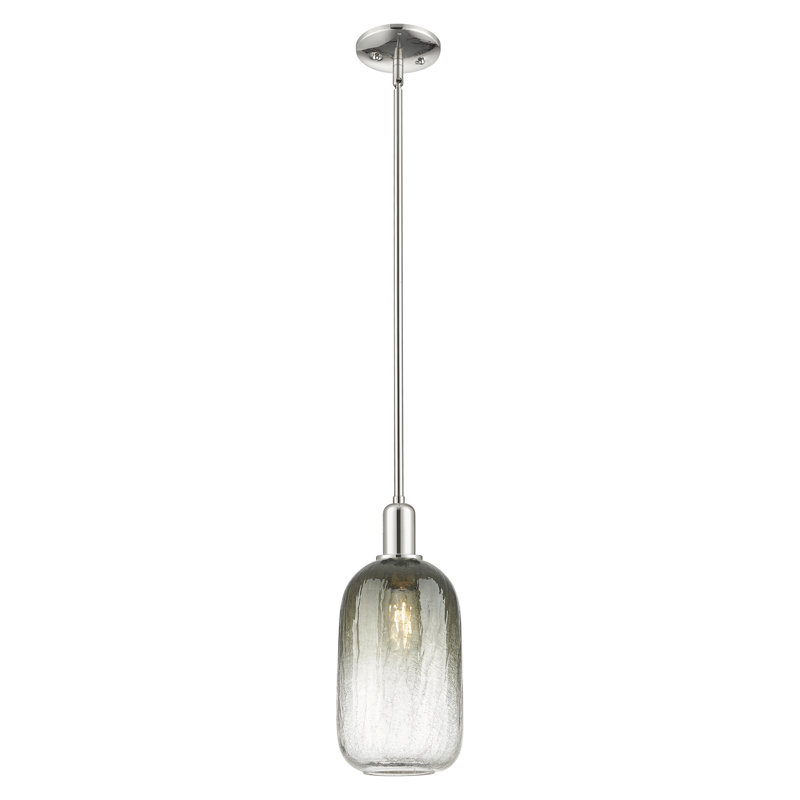 Downtown Urban - Cloche Brookhaven - Mini-luminaire suspendu avec tige 7 po 1 lumière - Abat-jour, Ardoise, Nickel poli