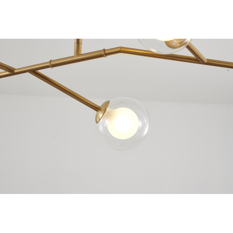 Lustre linéaire transitionnel doré 7 lumières