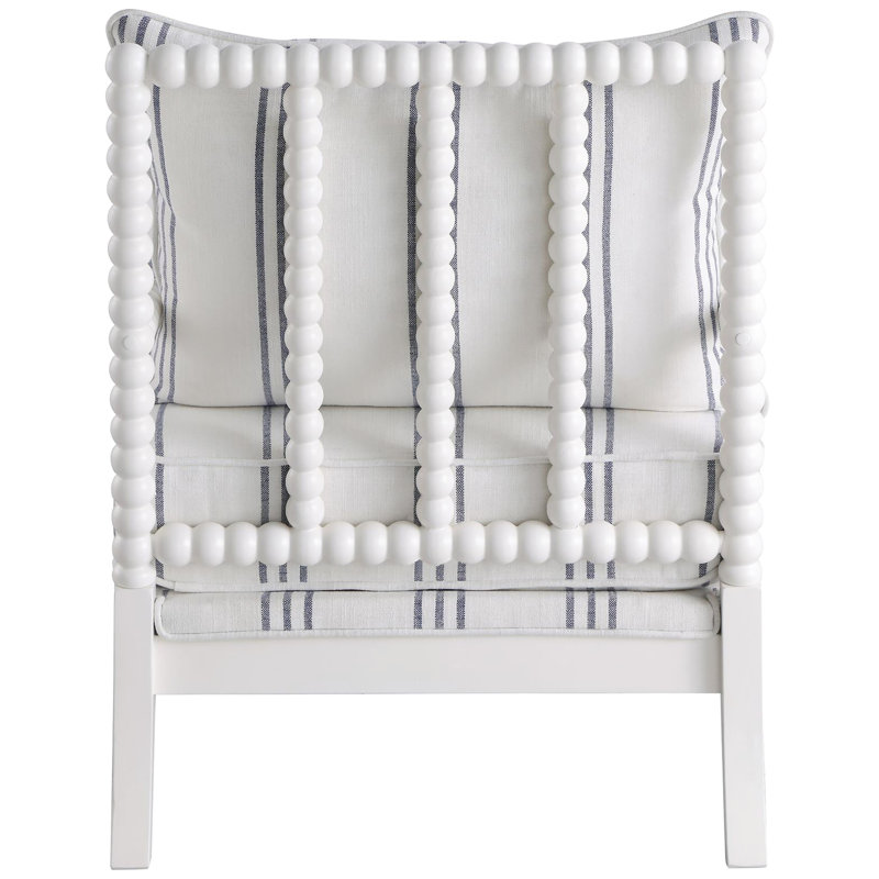 Chaise d'appoint marine et blanche - dossier à broche pour un attrait distinctif rayé, tissu, espace de vie principal