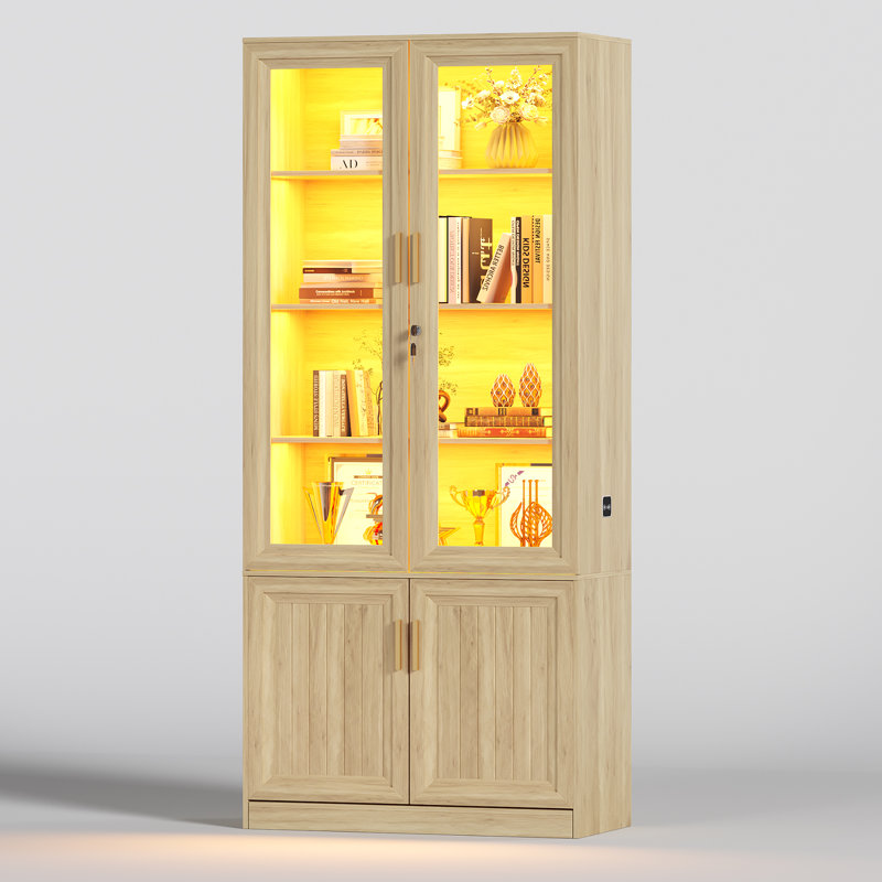 2 -Door 6 -Shelf Storage Cabinet, Oak