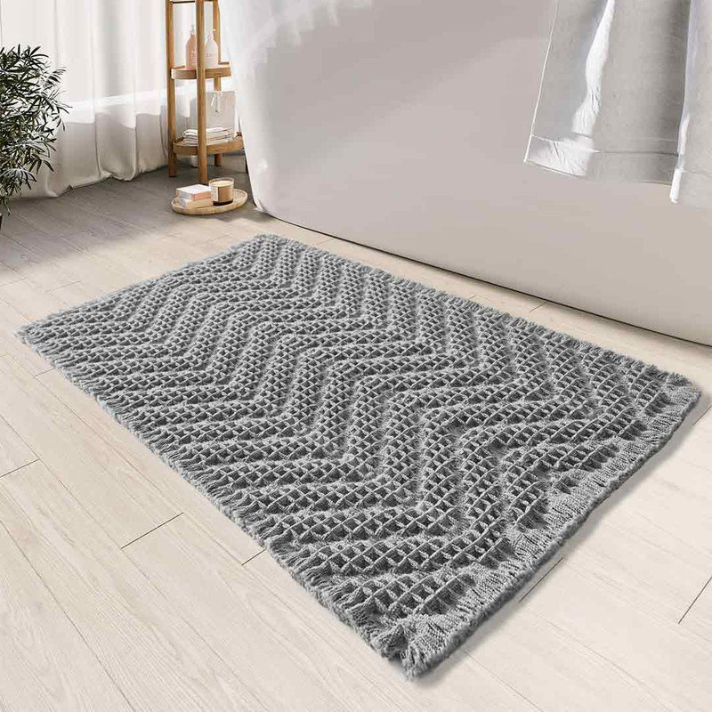 Nathalee Non-Slip Bath Mat, 16" L x 24" W, Gray
