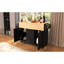 Îlot de cuisine 55,7 po avec 2 abattants, roulant, prise de courant, table de salle à manger pliante, 3 tiroirs, espace de rangement, chariot mobile noir, prise, armoire optionnelle,-832005887