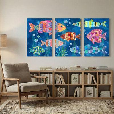Animaux, poissons colorés, impression sous-marine, ensemble de 3 impressions sur toile