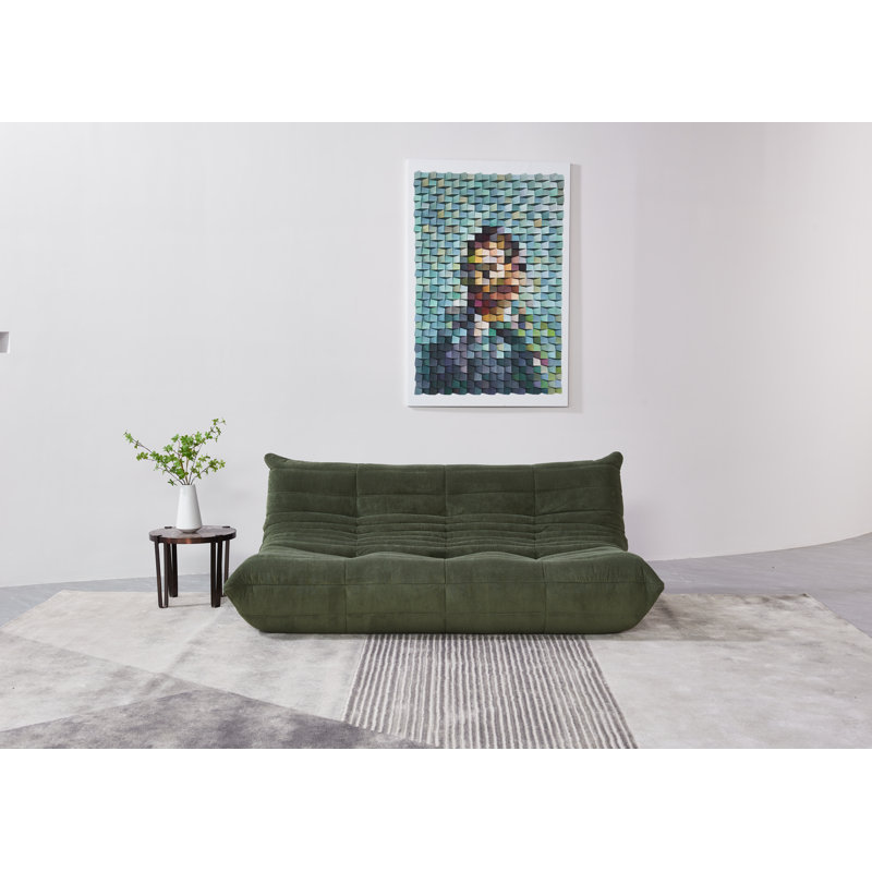Canapé sans accoudoirs Humira, Velours côtelé vert