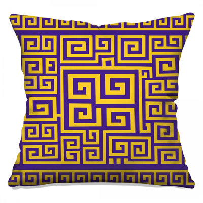 Coussins décoratifs à spirales jaunes et mauves