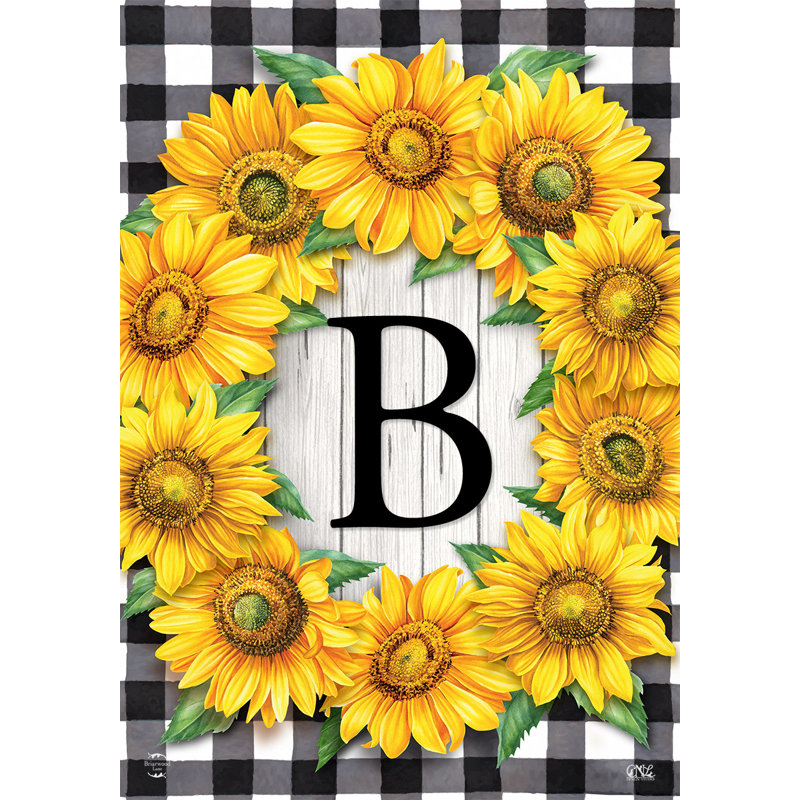 Sunflowers Monogram B Garden Flag