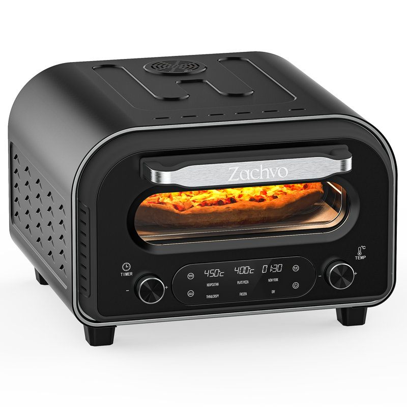 12” Indoor And Outdoor Portable Countertop Electric Pizza Oven, Matte Black