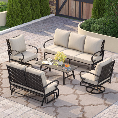 5 Piece Mutiple Chair Seating Group with Olefin Cushions