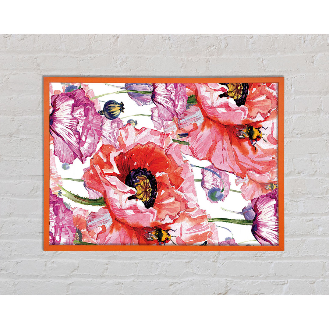 Badri Carnation Poppy Garden - Einzelner Bilderrahmen Kunstdrucke