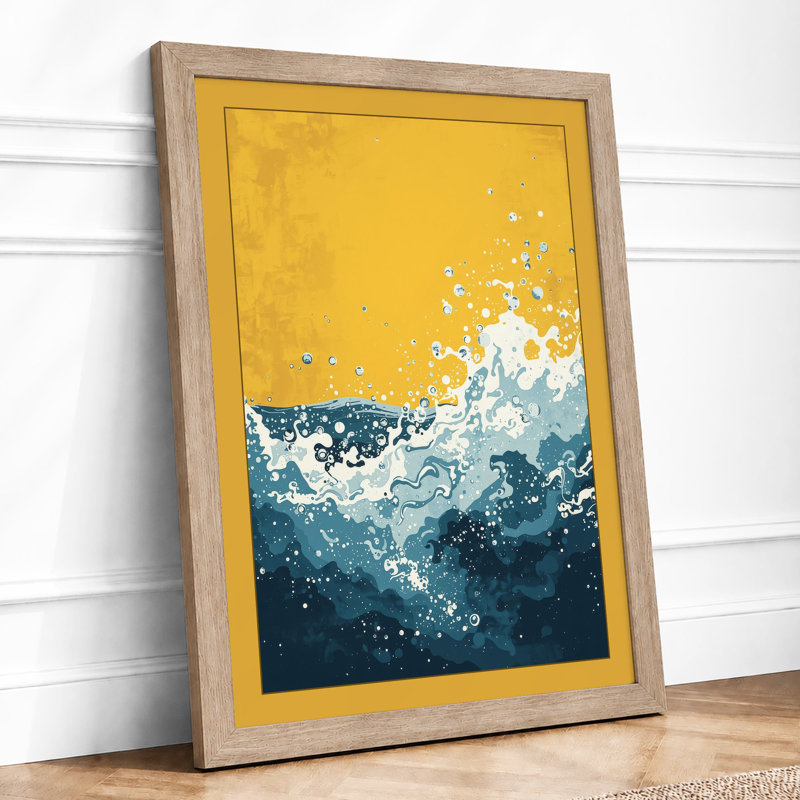 Wave in Motion Modern - Framed Print, A2 - 59.4 x 42.0 cm, Oak