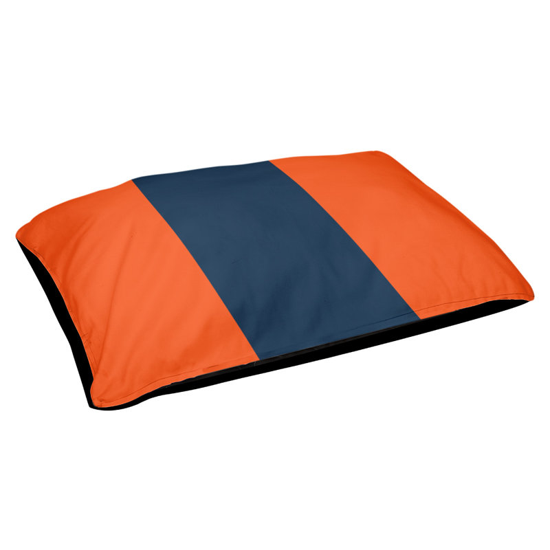 Coussin stylisé à rayures pour équipes de football, Petit (L 18 po x l 28 po), Orange / bleu marine