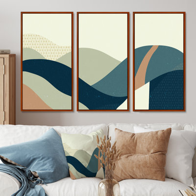 " Abstract Geometric Landscape With Hills " 3 Piece Art Graphic Art Print