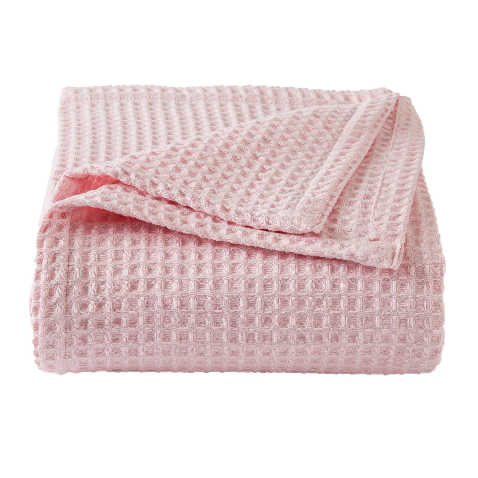 Vila Cotton Waffle Throw Blanket, Blush Pink, King