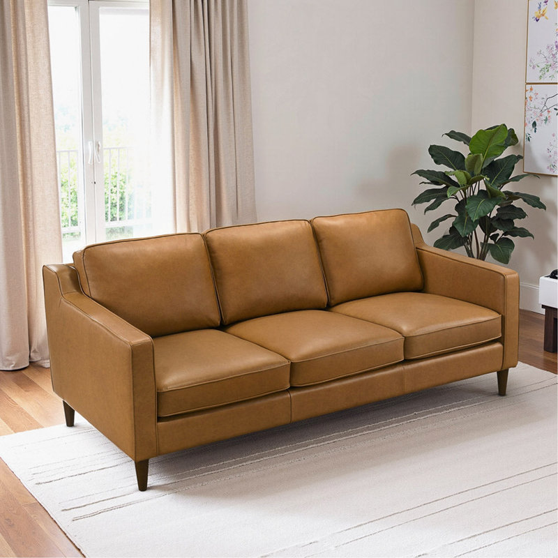 Canapé en cuir brun clair Cooper