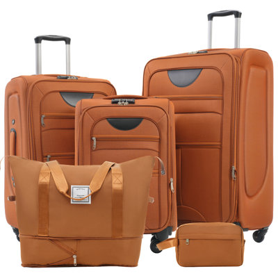 Softside Luggage Expandable 3 Piece Set Suitcase With Duffel Bag Upright Spinner Softshell Lightweight Luggage Travel Set-22/26/30 In