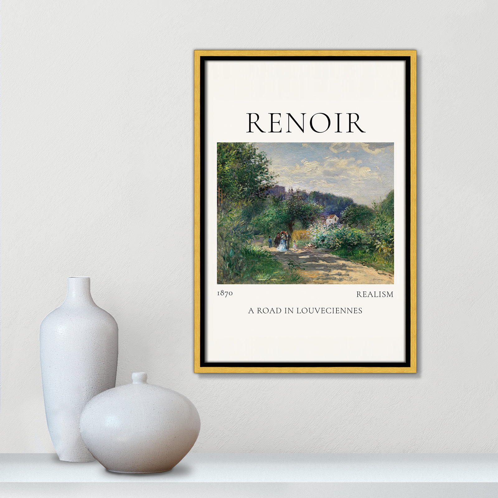 Rocchetto "A Road in Louveciennes" Print, Gold Floater Frame, No, 19.5" H x 13.5" W x 2" D