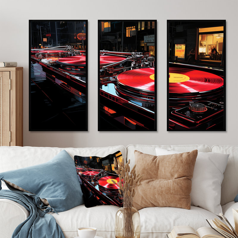 Art mural pourpre et noir, H 28 po x l 36 po, Cadre flottant noir