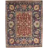 Tabriz Wool Oriental Area Rug in Red/Dark Blue/Light Green/Brown