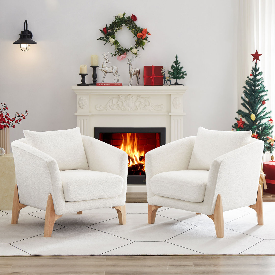 Set Of 2, 30.7 Inch Wide Upholstered Nordic Style Accent Chair (Set of 2) George Oliver Leg