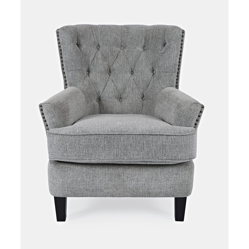 Ines 33" Wide Tufted Polyester Blend Armchair, Ash