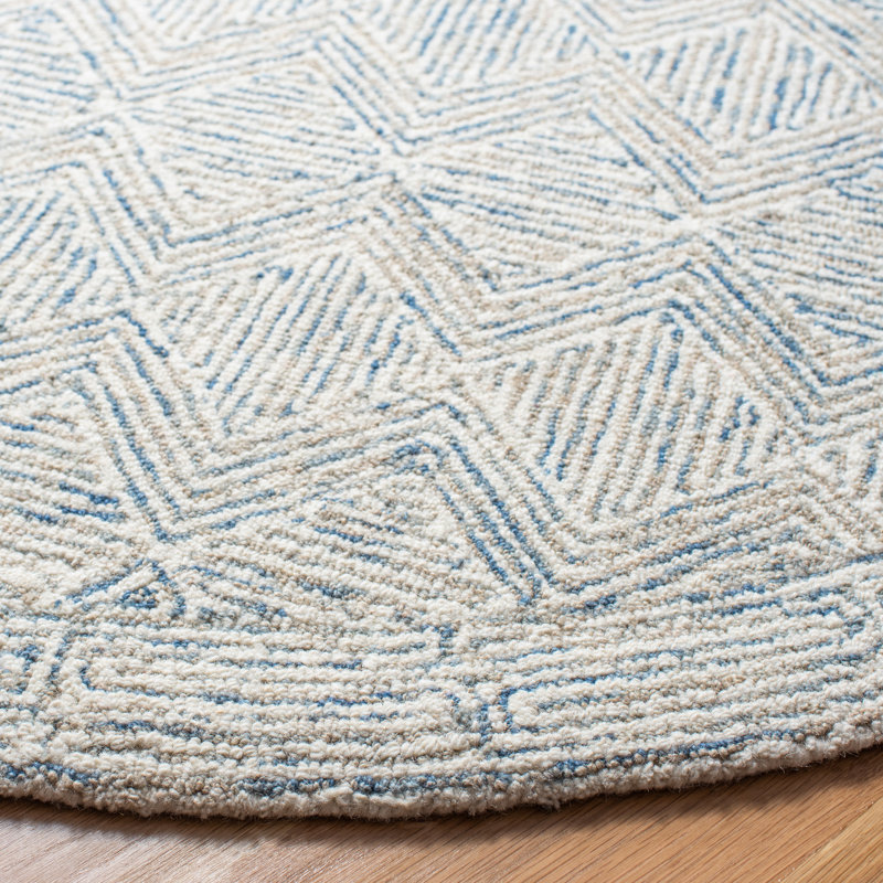 Cave Spring Hand Tufted Wool And Cotton With Latex Geometric Rug, Round 5'