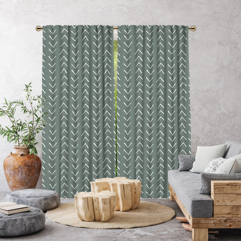 Bohemian Room Lined Single Panel Curtain, Dark Mint, 140cm Width x 325cm Drop
