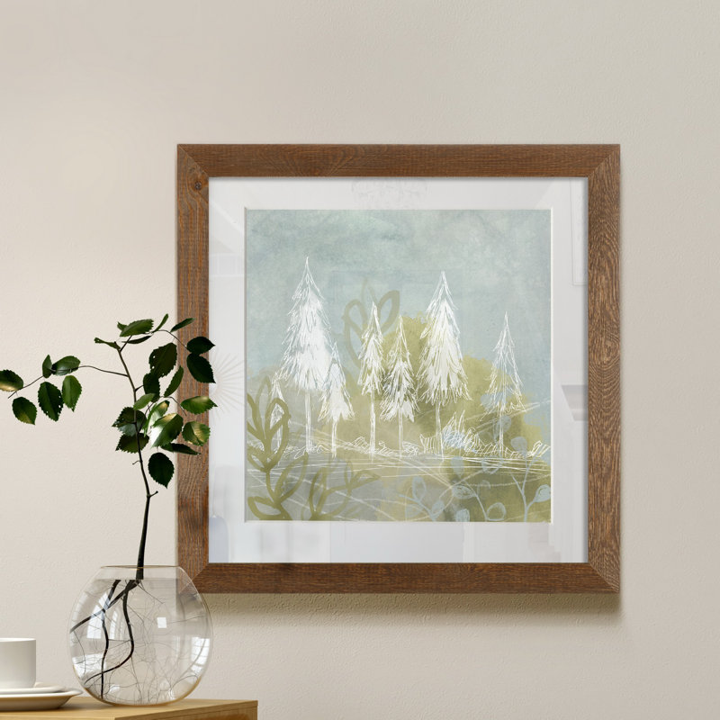Collage d’arbres, reproduction d’art sur papier encadrée, Cadre en érable, H 35,5 po x l 35,5 po x P 1,5 po