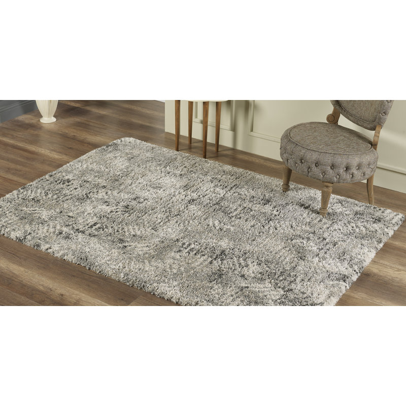 Tapis gris à motif abstrait Raney, Rectangle 5 pi x 7 pi