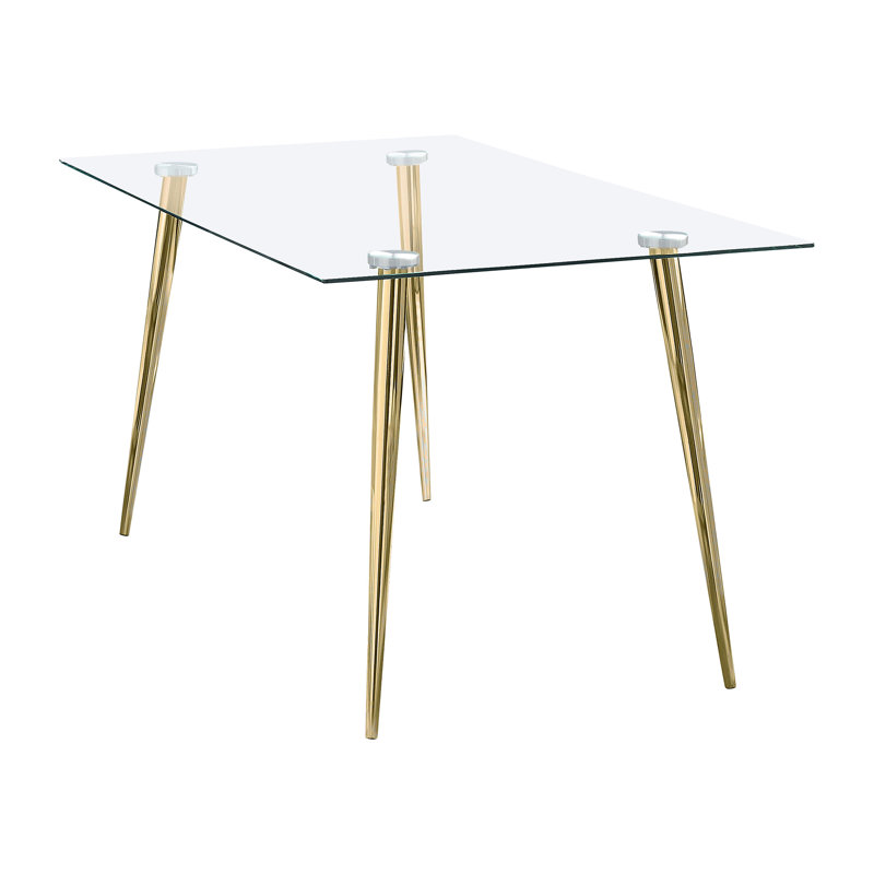 Gilman Rectangle Glass Top Dining Table, Gold